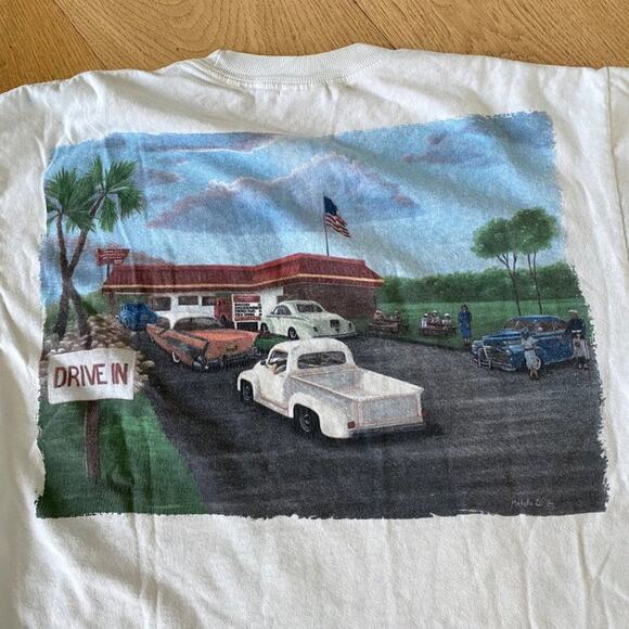 Hanes Beefy Vintage Truck Drive In, In-N-Out Burger Graphic Tee in White - Picture 2 of 8